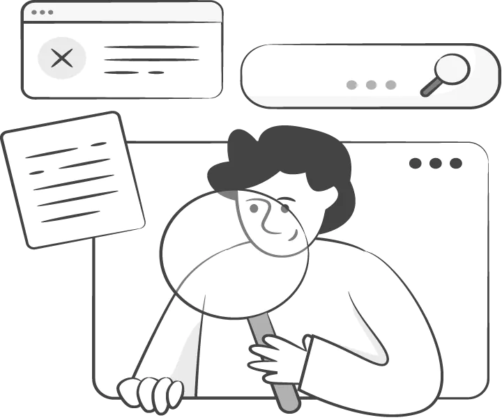 Magnifying glass icon for web search and find functionality.